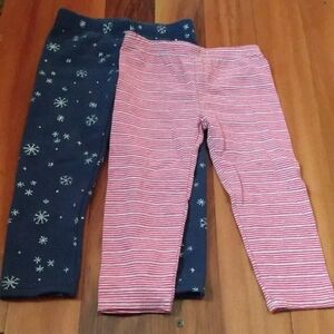 Carter's Girls 3T Winter Leggings Pants Bundle with Sparkling Silver Accents
